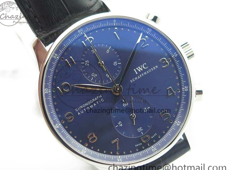MIROTIME 0524 MoistureWicking Portuguese IW371491 ZF 1:1 Best Edition SS Blue Dial On Leather Strap A79350 (Slim Movement) V 7221